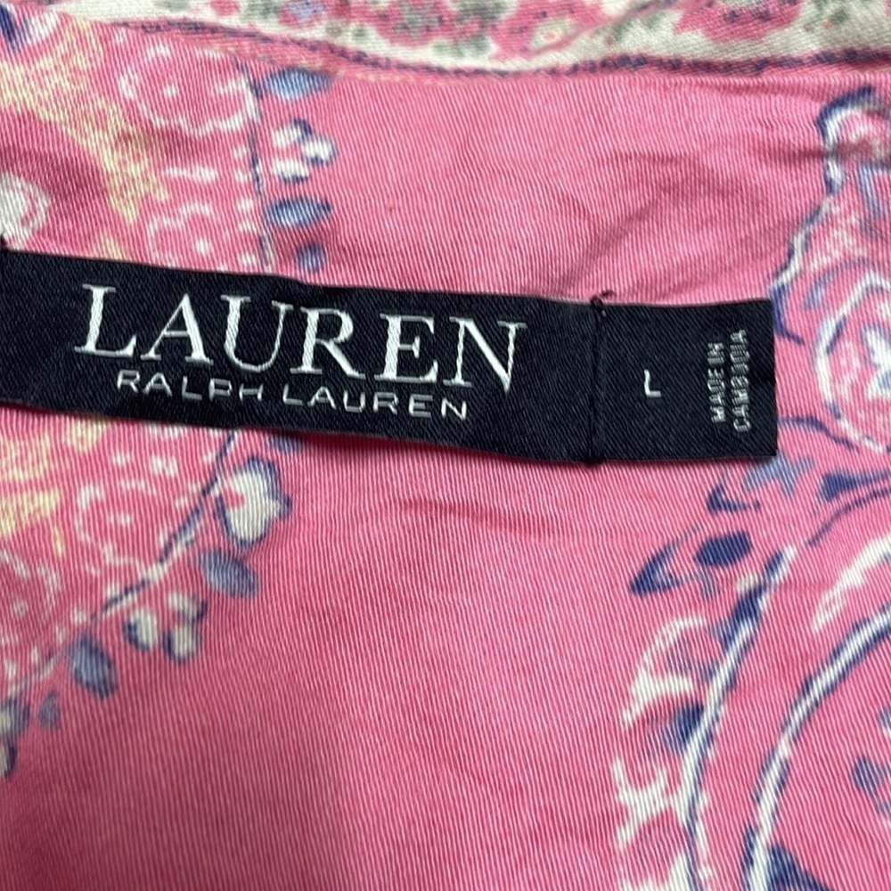 Lauren Ralph Lauren Paisley Button Up Flannel Shirt PJ Top size large - Picture 4 of 7